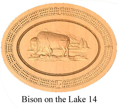 Bison on the Lake 14 Cribbage Board - Wolverine Custom Woodcraft