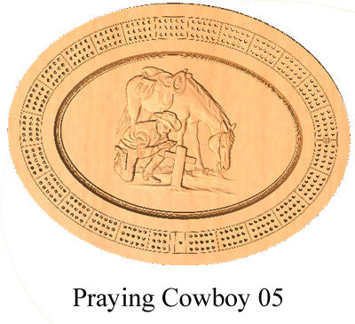 Praying Cowboy 05 Cribbage Board - Wolverine Custom Woodcraft