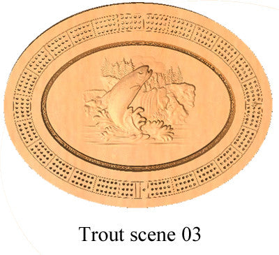 Trout Scene 03 Cribbage Board - Wolverine Custom Woodcraft