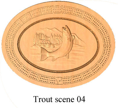 Trout Scene 04 Cribbage Board - Wolverine Custom Woodcraft